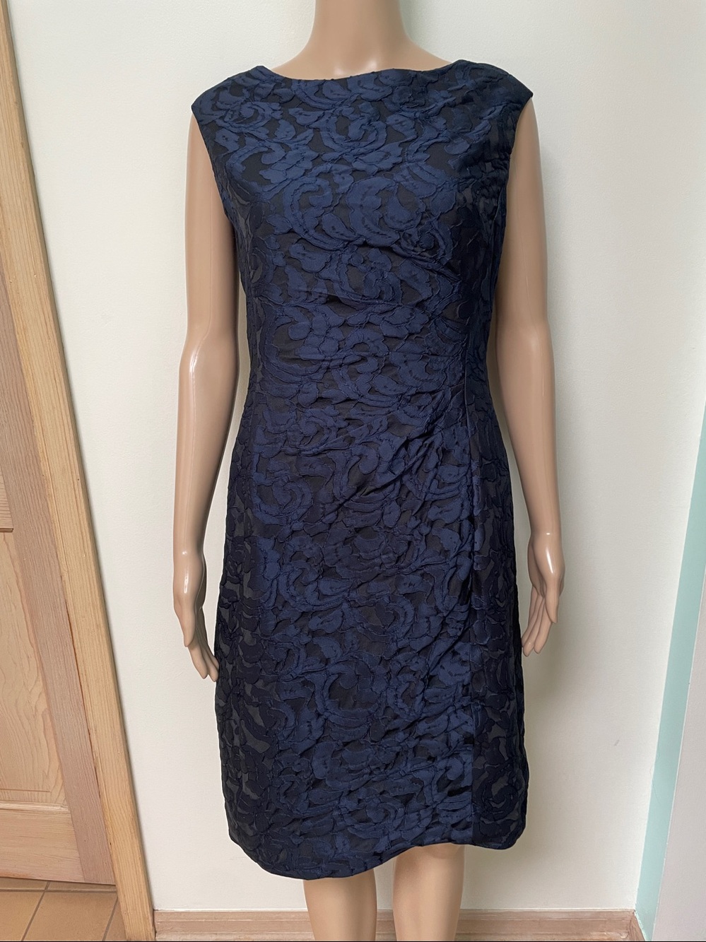 Lauren Ralph Lauren Blue Lace Dress with Black